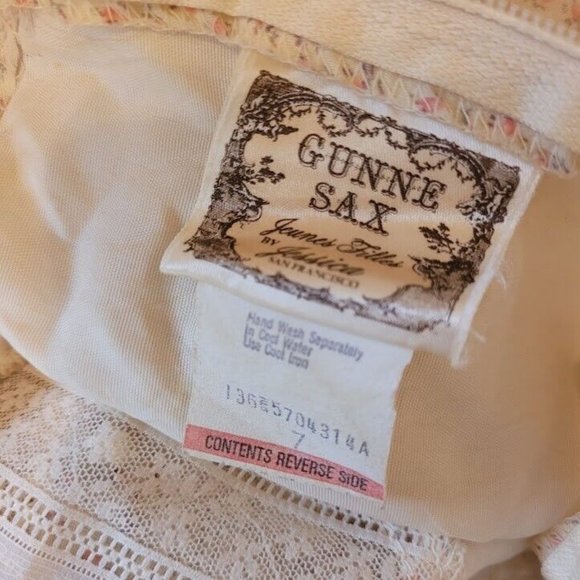 SOLD 1970s VTG GUNNE SAX Prairie Dress Floral Cottage Lace Home 7 French Country - Picture 10 of 16